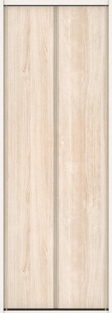 クローク収納　ハピアトレンドウッド調　折戸ユニット　ハンドルレスタイプ　パネル扉　下レールレス三方枠（固定枠）　セット　７３５幅（３尺間口）　２３２０高　〈コットンベージュ〉