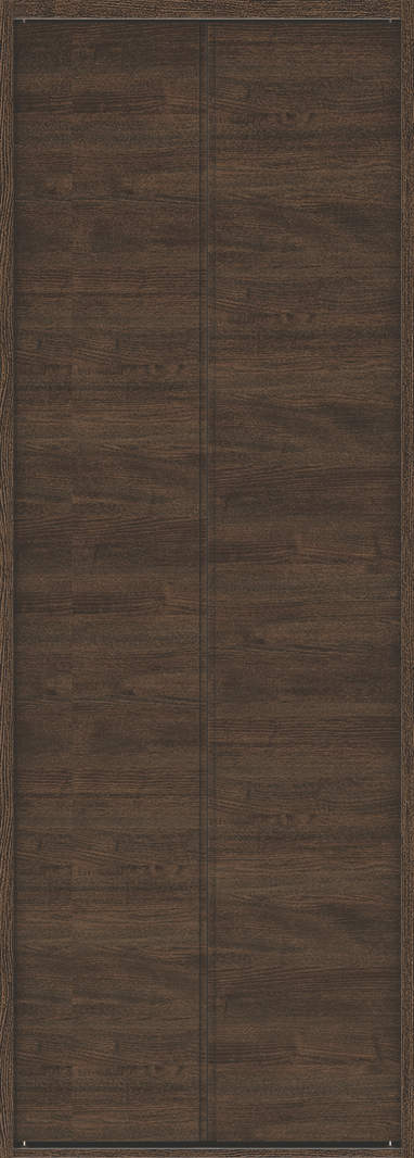 クローク収納　ハピア　折戸ユニット　ハンドルレス横木目タイプ　ウッド扉　下レールレス三方枠（固定枠）　セット　７３５幅（３尺間口）　２０３５高　〈オフブラック〉