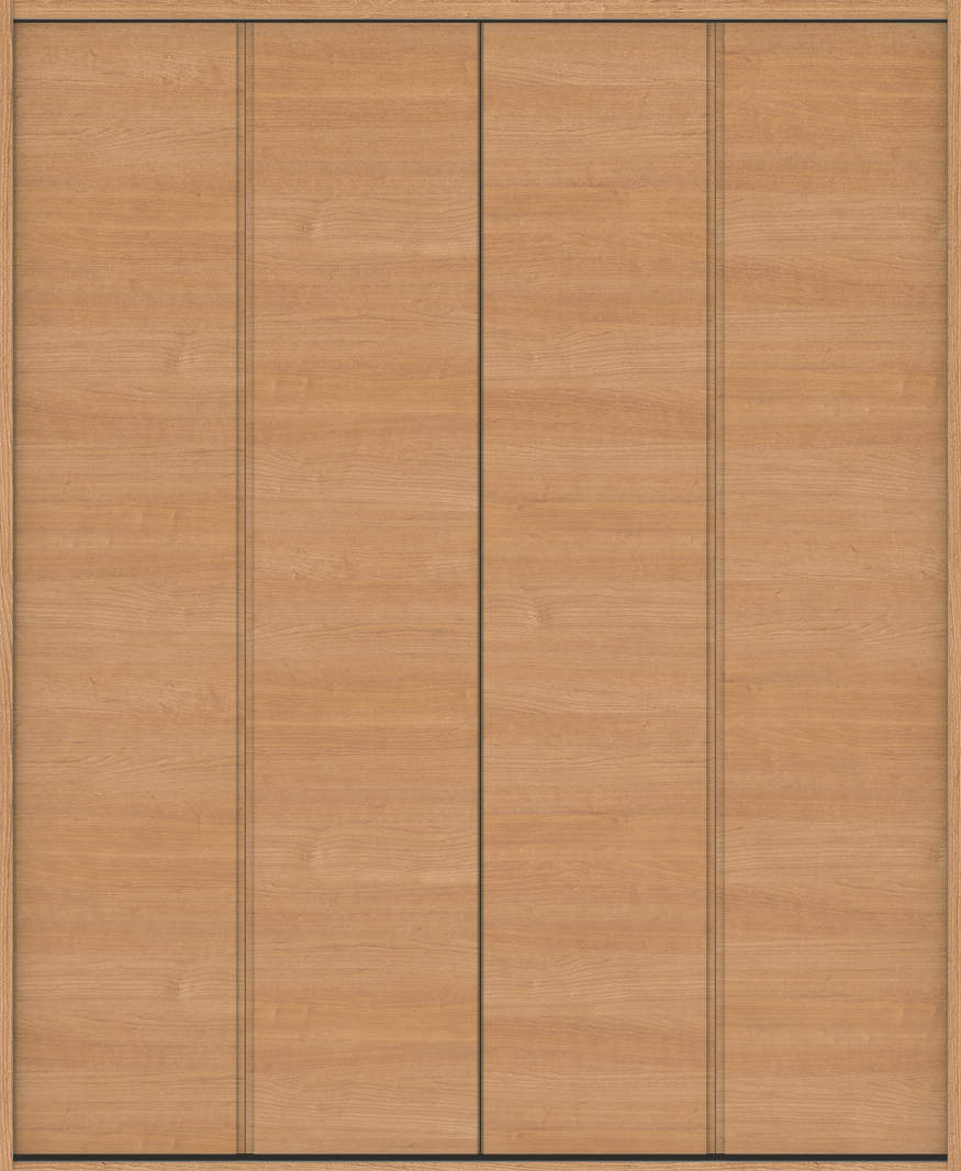 クローク収納　ハピア　折戸ユニット　ハンドルレス横木目タイプ　ウッド扉　下レールレス三方枠（固定枠）　セット　１６８０幅（６尺間口）　２０３５高　〈ティーブラウン〉