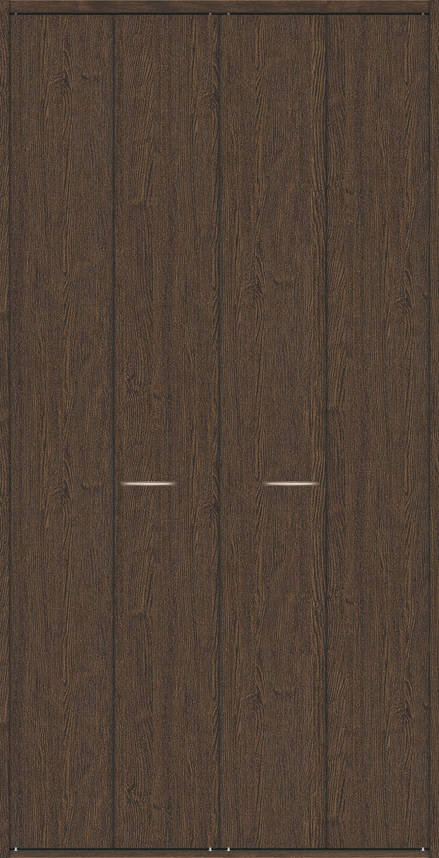 クローク収納　ハピア　折戸ユニット　フラット縦木目タイプ　ウッド扉　四方枠（固定枠）　セット　１１９０幅（４．５尺間口）　２３３０高　〈オフブラック〉　ハンドル角型〈Ｔシルバー〉