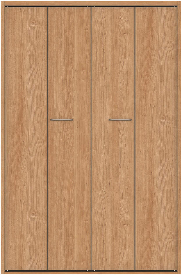 クローク収納　ハピア　折戸ユニット　フラット縦木目タイプ　ウッド扉　四方枠（固定枠）　セット　１１９０幅（４．５尺間口）　１８００高　〈ティーブラウン〉　ハンドルラウンド型〈Ｔシルバー〉