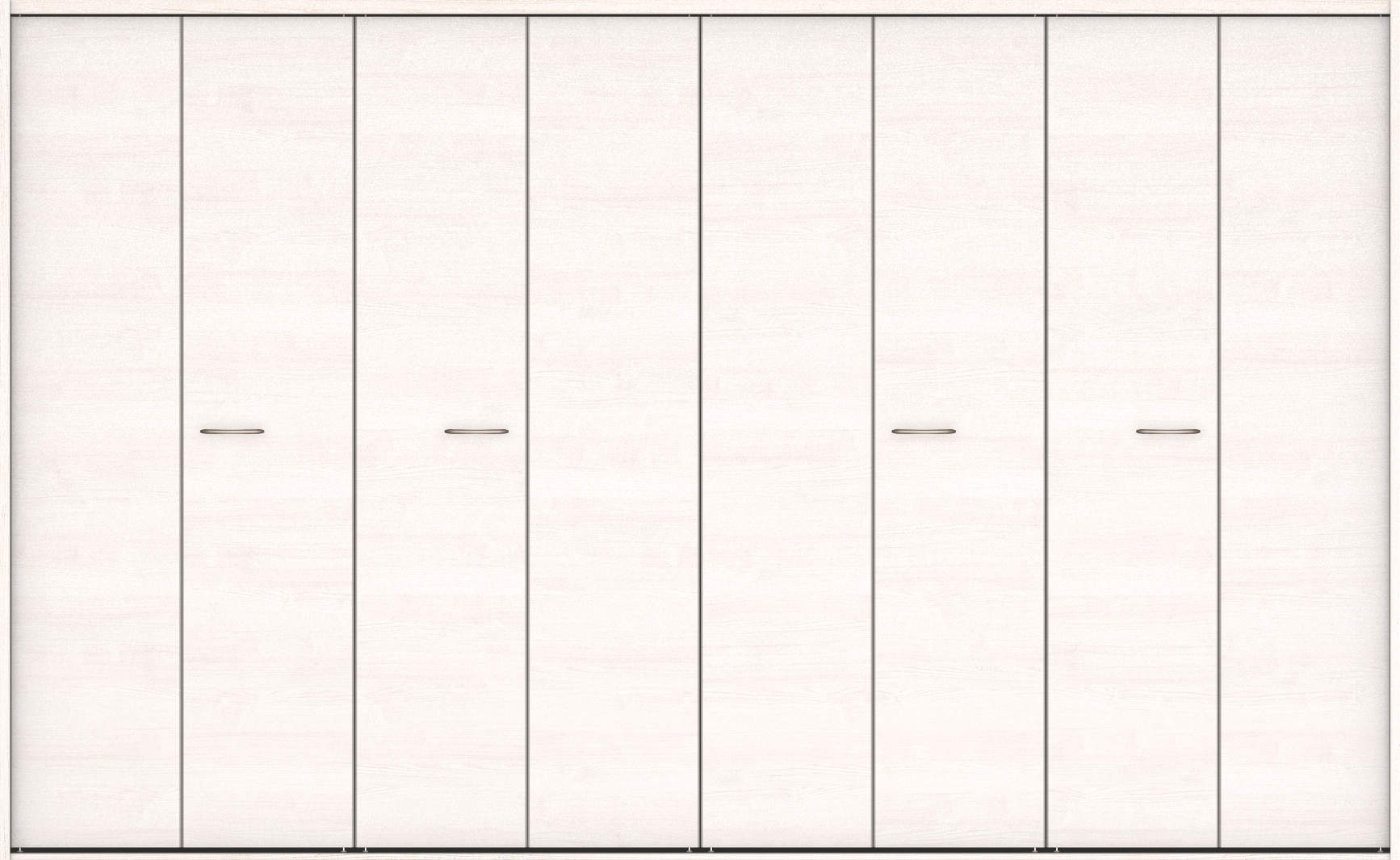 クローク収納　ハピア　折戸ユニット　フラット横木目タイプ　ウッド扉　四方枠（固定枠）　セット　８２０幅（１Ｍ間口）　２０４５高　〈ネオホワイト〉　ハンドルラウンド型〈ブラック〉