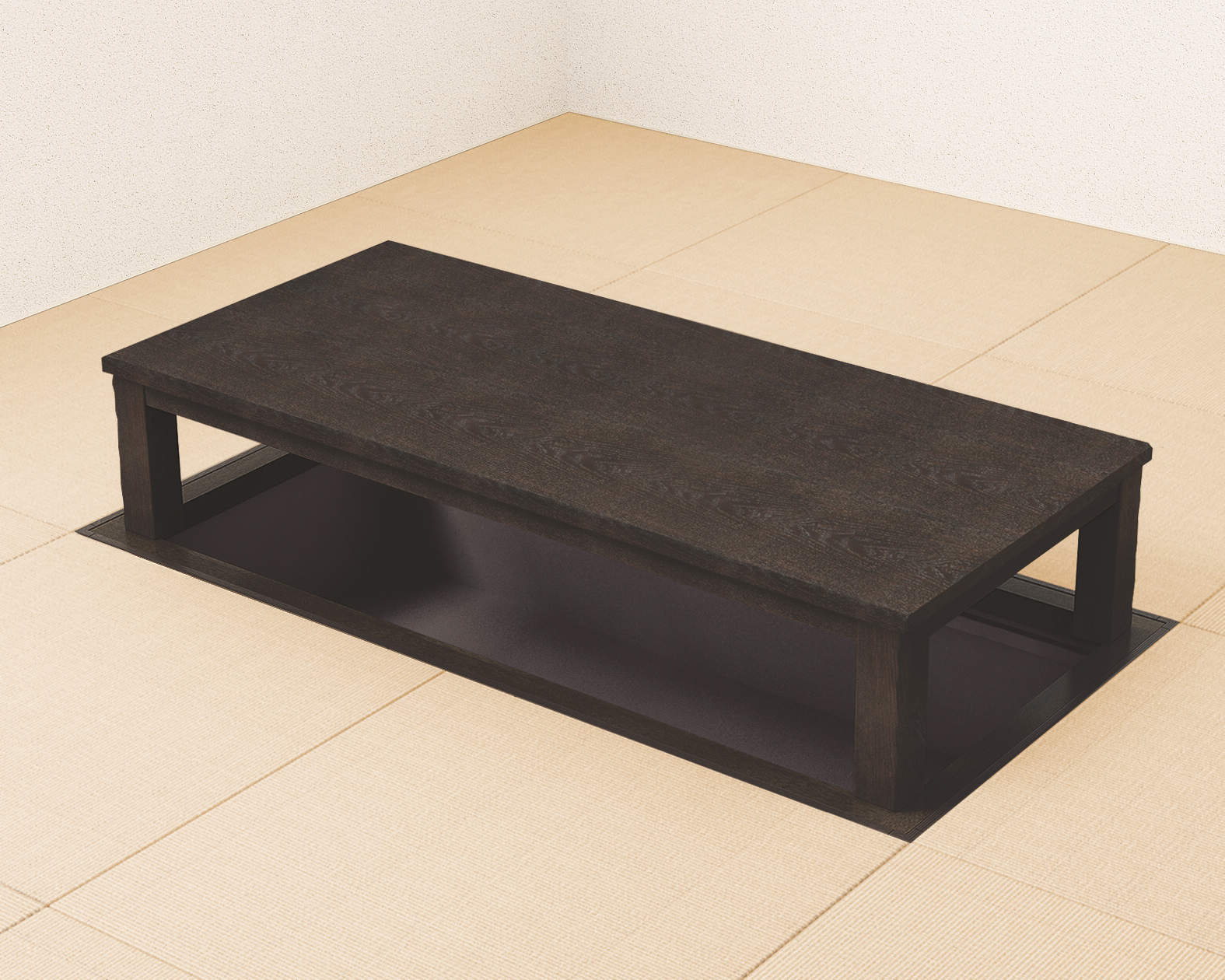 掘こたつ　座卓シリーズ　ナチュラルクラフト　セット　３×４尺　洋間　〈オフブラック〉
