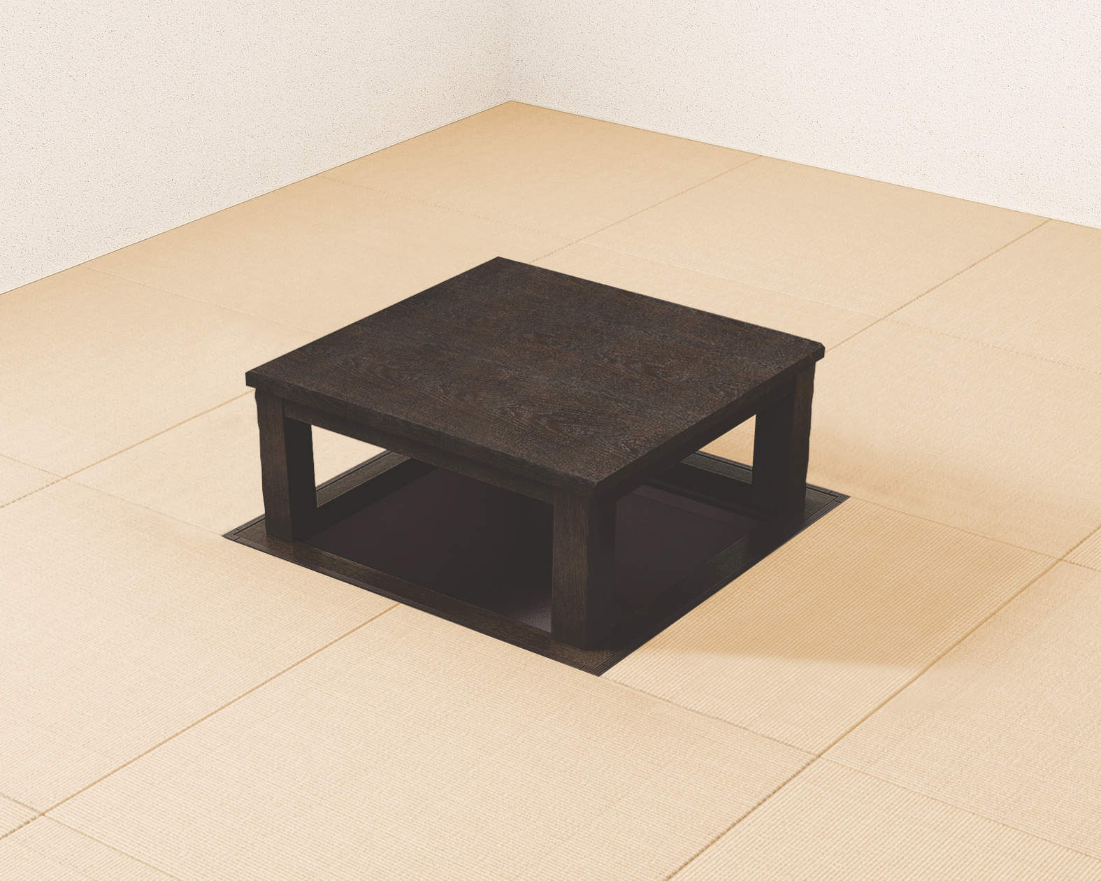 掘こたつ　座卓シリーズ　ナチュラルクラフト　セット　３×３尺　関西間　〈オフブラック〉