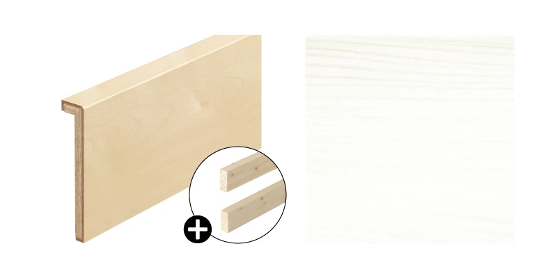 ハピアフロア玄関造作材 銘木柄 玄関巾木（L型/芯同梱）1,950㎜〈スーパーホワイト〉