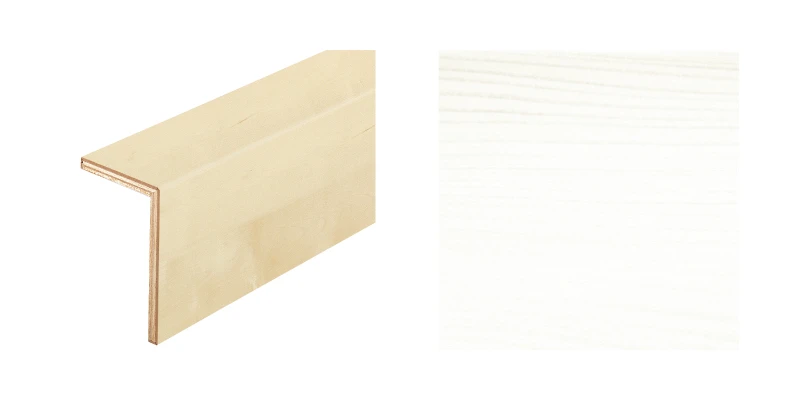 ハピアフロア玄関造作材 銘木柄 上り框（L型）1,950㎜〈スーパーホワイト〉