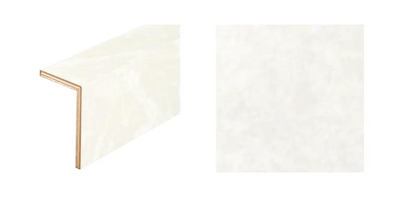 ハピアフロア玄関造作材 石目柄Ⅱ（鏡面調仕上げ）上り框（L型） 1,950㎜〈ディペスコホワイト柄〉