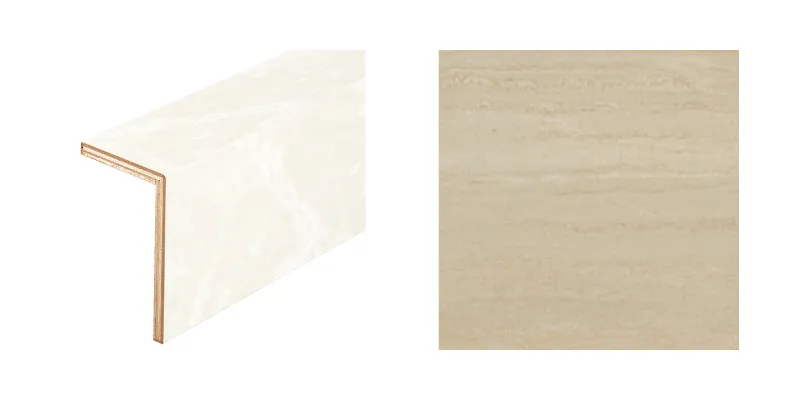 ハピアフロア玄関造作材 石目柄Ⅱ（鏡面調仕上げ）上り框（L型） 2,950㎜〈グレイッシュセルベ柄〉