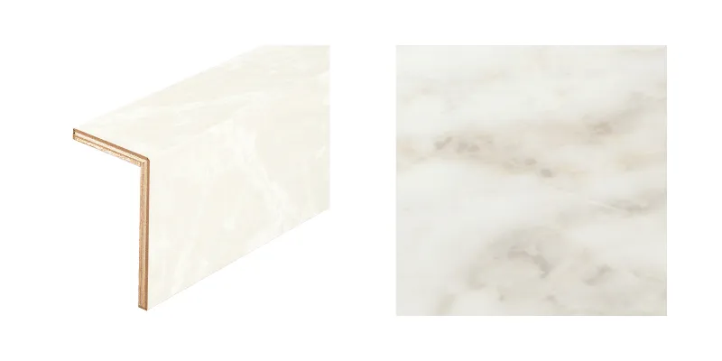 ハピアフロア玄関造作材 石目柄Ⅱ（鏡面調仕上げ）上り框（L型） 1,950㎜〈カルカッタホワイト柄〉