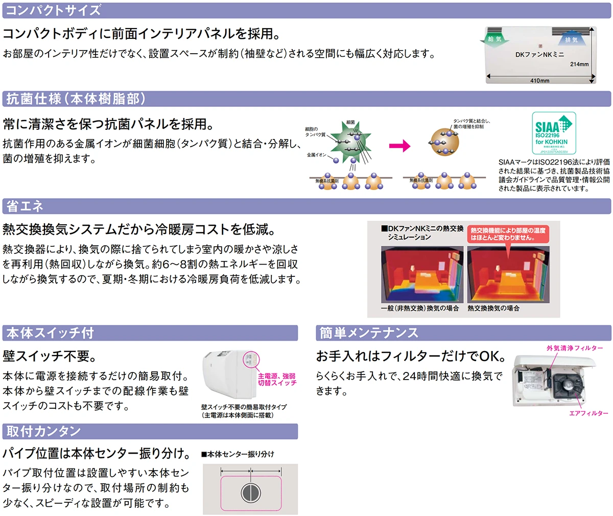 大建工業 24時間換気システム〈エアスマート〉 熱交換型換気扇 - その他