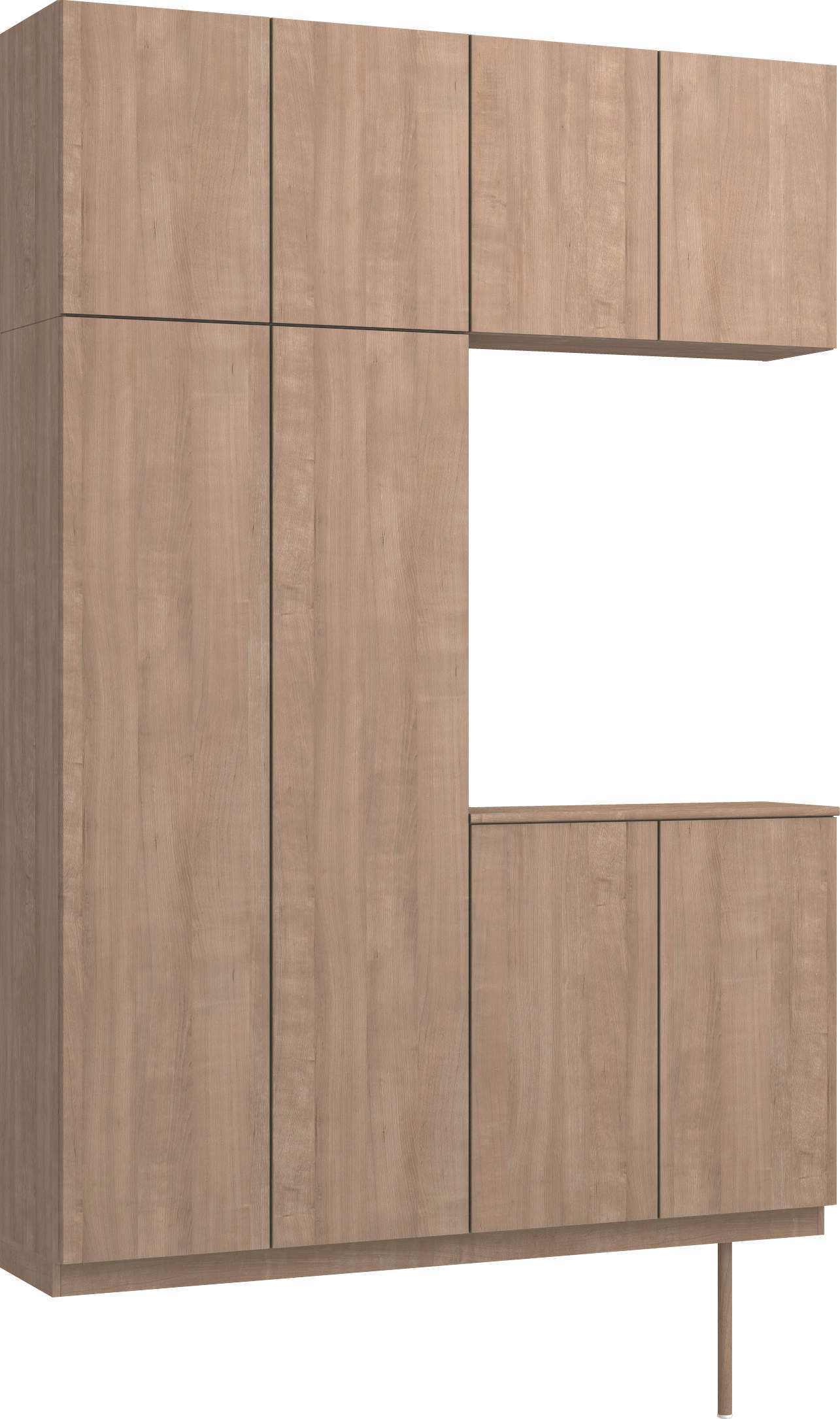 玄関収納　イエリア　開き戸ユニット　フラット縦木目　Ｓ４８　コの字ＰＬＡＮ　ロング収納Ａ　ウッド扉　１６００幅　〈トープグレー柄〉　ハンドルレス