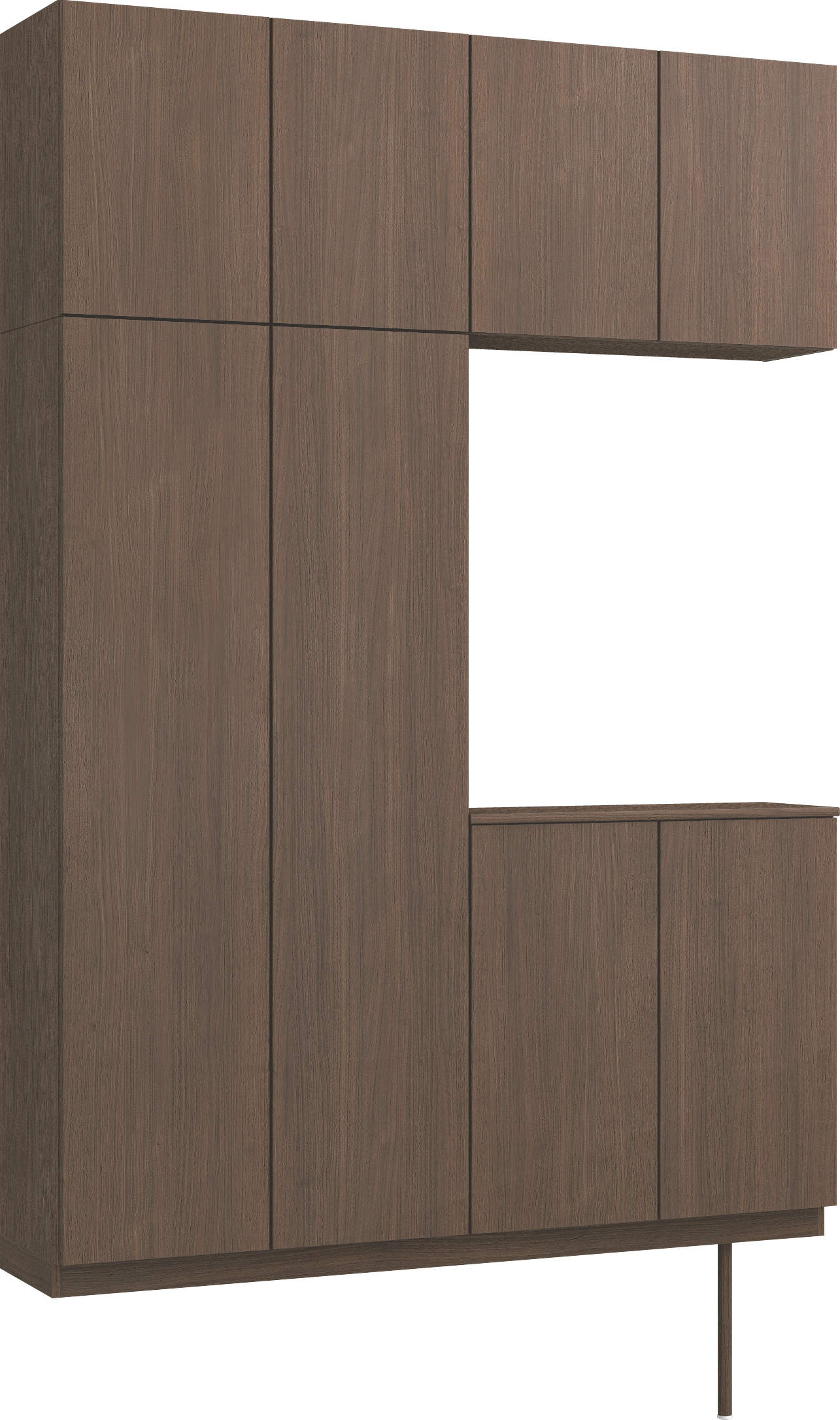 玄関収納　イエリア　開き戸ユニット　フラット縦木目　Ｓ４８　コの字ＰＬＡＮ　ロング収納Ａ　ウッド扉　１６００幅　〈ダルブラウン柄〉　ハンドルレス