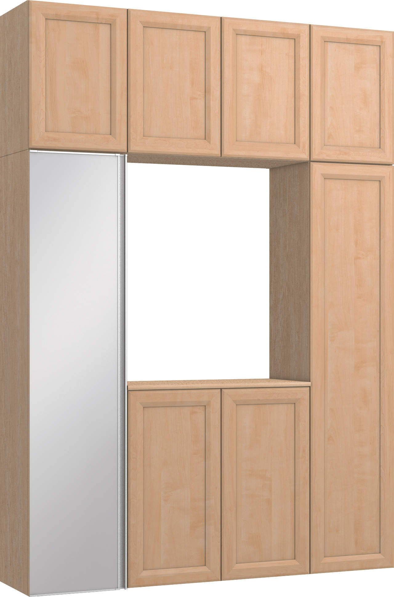 玄関収納　イエリア　開き戸ユニット　カマチ　Ｓ０５　ロの字ＰＬＡＮ　トランクユニット　ミラー扉　１６００幅　〈ミルベージュ柄〉　ハンドルレス