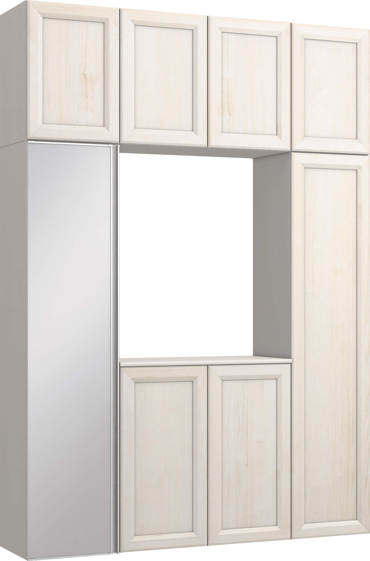 玄関収納　イエリア　開き戸ユニット　カマチ　Ｓ０５　ロの字ＰＬＡＮ　トランクユニット　ミラー扉　１６００幅　〈ネオホワイト柄〉　ハンドルレス