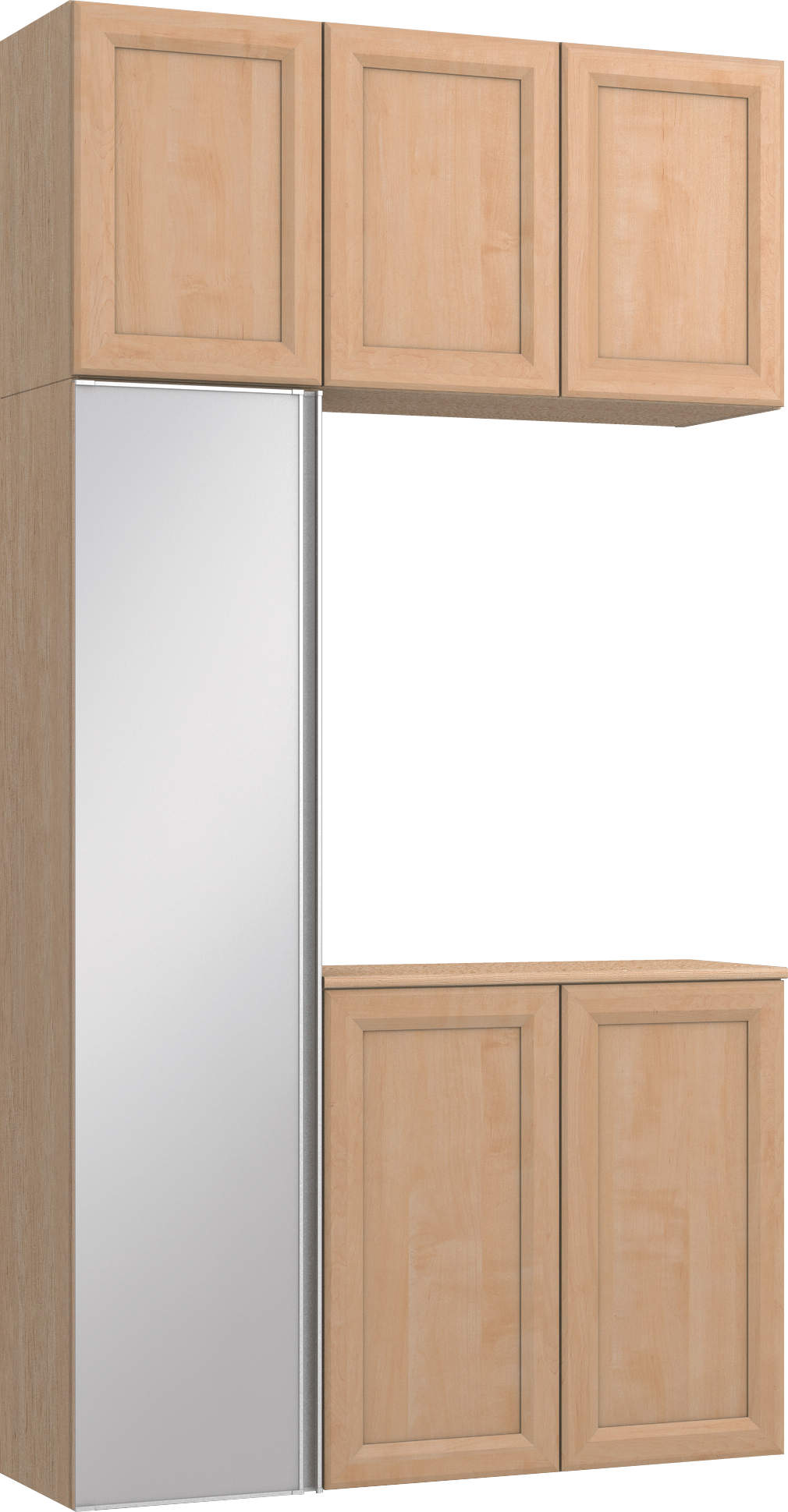 玄関収納　イエリア　開き戸ユニット　カマチ　Ｓ８８　コの字ＰＬＡＮ　トランクユニット　ミラー扉　１２００幅　〈ミルベージュ柄〉　ハンドルレス