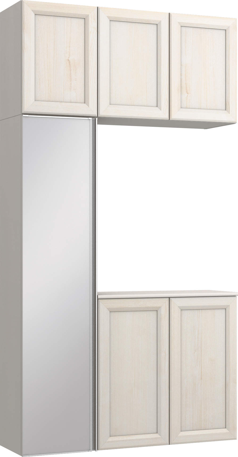 玄関収納　イエリア　開き戸ユニット　カマチ　Ｓ８８　コの字ＰＬＡＮ　トランクユニット　ミラー扉　１２００幅　〈ネオホワイト柄〉　ハンドルレス