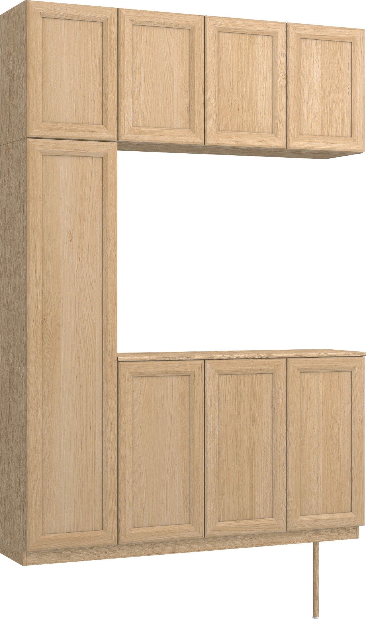 玄関収納　イエリア　開き戸ユニット　カマチ　Ｓ１６　コの字ＰＬＡＮ　シューズ収納　ウッド扉　１６００幅　〈ライトオーカー柄〉　ハンドルレス