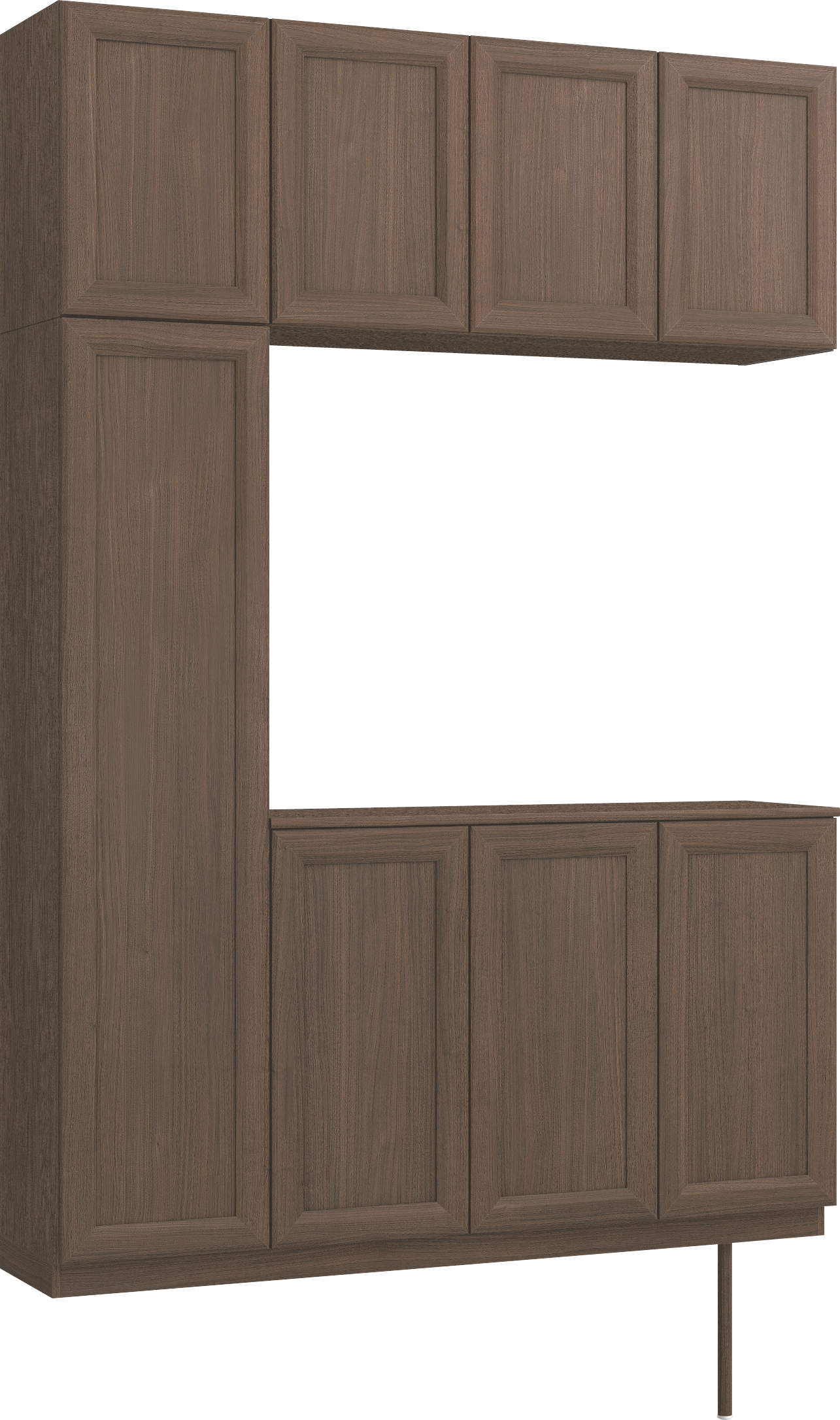 玄関収納　イエリア　開き戸ユニット　カマチ　Ｓ１６　コの字ＰＬＡＮ　シューズ収納　ウッド扉　１６００幅　〈ダルブラウン柄〉　ハンドルレス