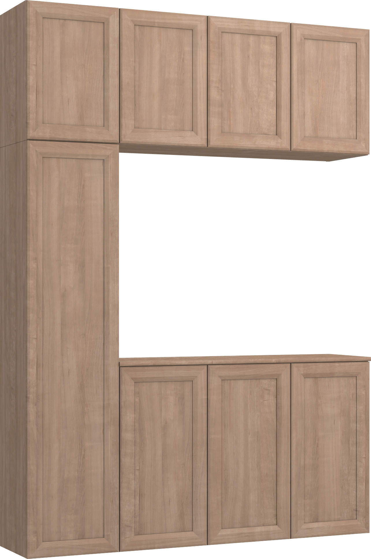 玄関収納　イエリア　開き戸ユニット　カマチ　Ｓ８２　コの字ＰＬＡＮ　トランクユニット　ウッド扉　１６００幅　〈トープグレー柄〉　ハンドルレス