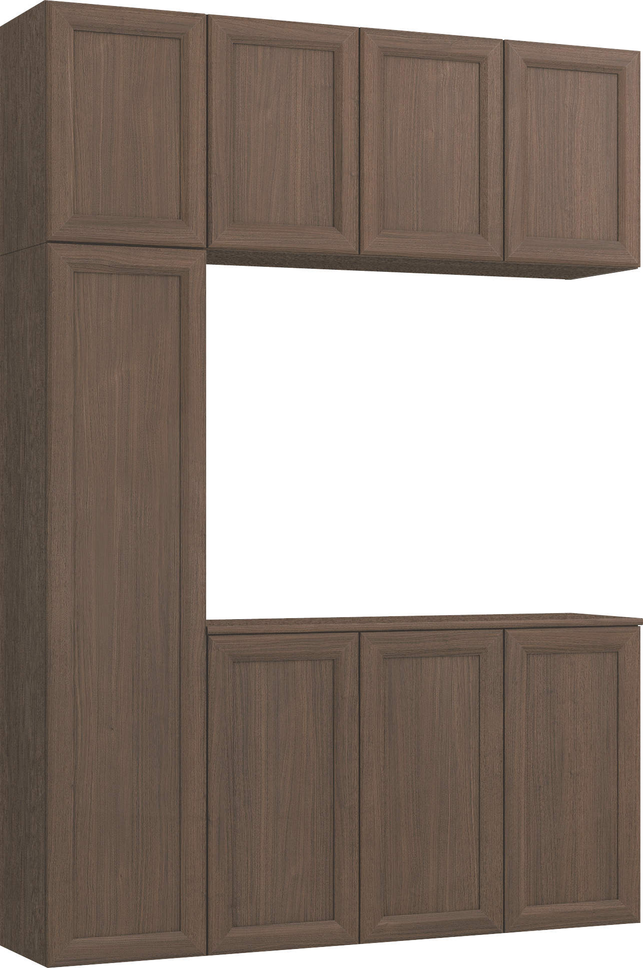 玄関収納　イエリア　開き戸ユニット　カマチ　Ｓ８２　コの字ＰＬＡＮ　トランクユニット　ウッド扉　１６００幅　〈ダルブラウン柄〉　ハンドルレス