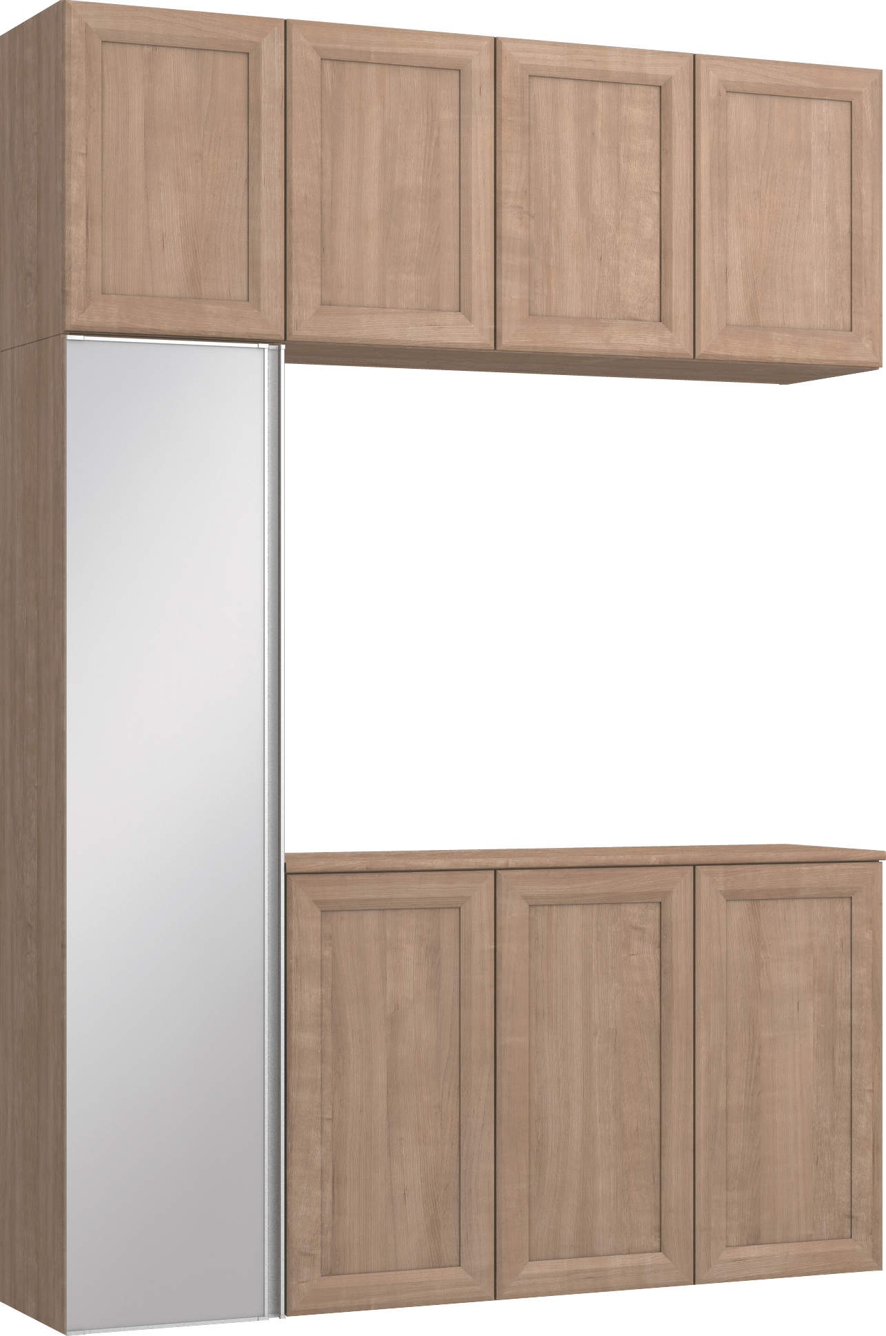 玄関収納　イエリア　開き戸ユニット　カマチ　Ｓ８９　コの字ＰＬＡＮ　トランクユニット　ミラー扉　１６００幅　〈トープグレー柄〉　ハンドルレス