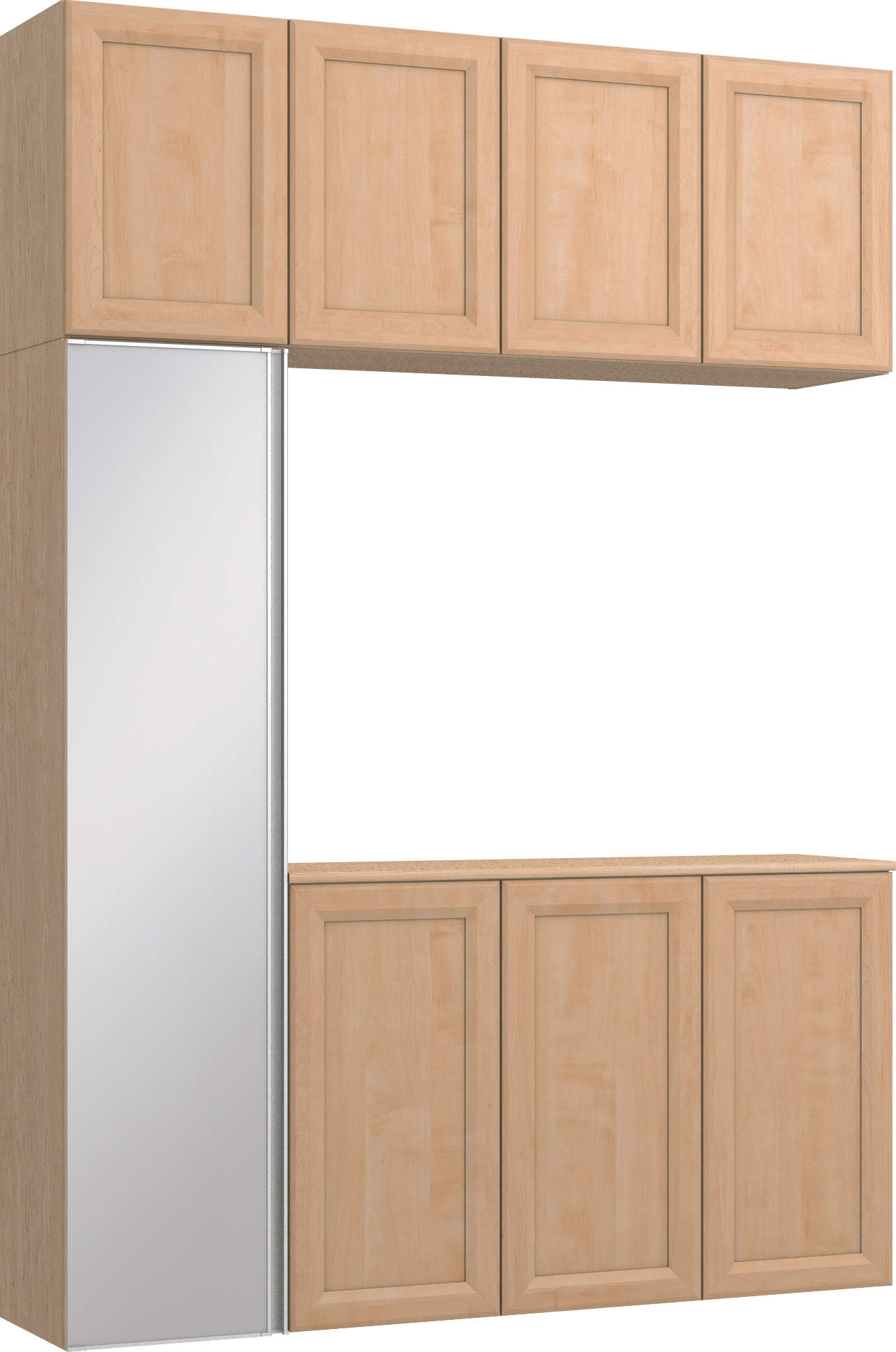 玄関収納　イエリア　開き戸ユニット　カマチ　Ｓ８９　コの字ＰＬＡＮ　トランクユニット　ミラー扉　１６００幅　〈ミルベージュ柄〉　ハンドルレス