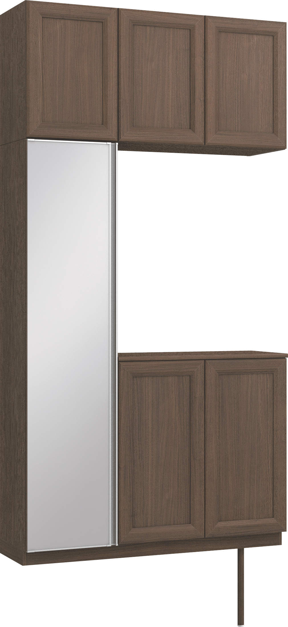 玄関収納　イエリア　開き戸ユニット　カマチ　Ｓ３８　コの字ＰＬＡＮ　シューズ収納　ミラー扉　１２００幅　〈ダルブラウン柄〉　ハンドルレス