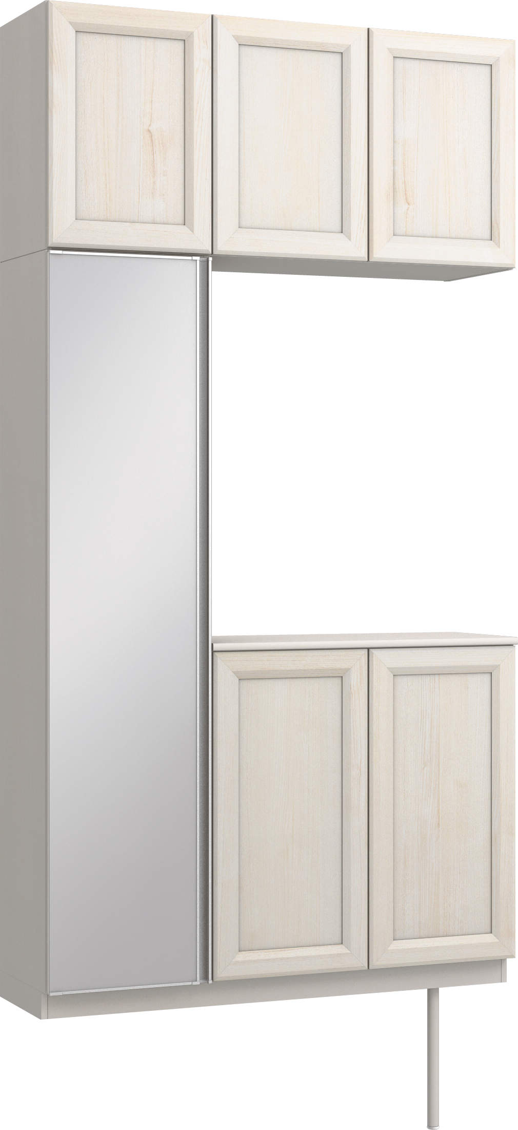 玄関収納　イエリア　開き戸ユニット　カマチ　Ｓ３８　コの字ＰＬＡＮ　シューズ収納　ミラー扉　１２００幅　〈ネオホワイト柄〉　ハンドルレス