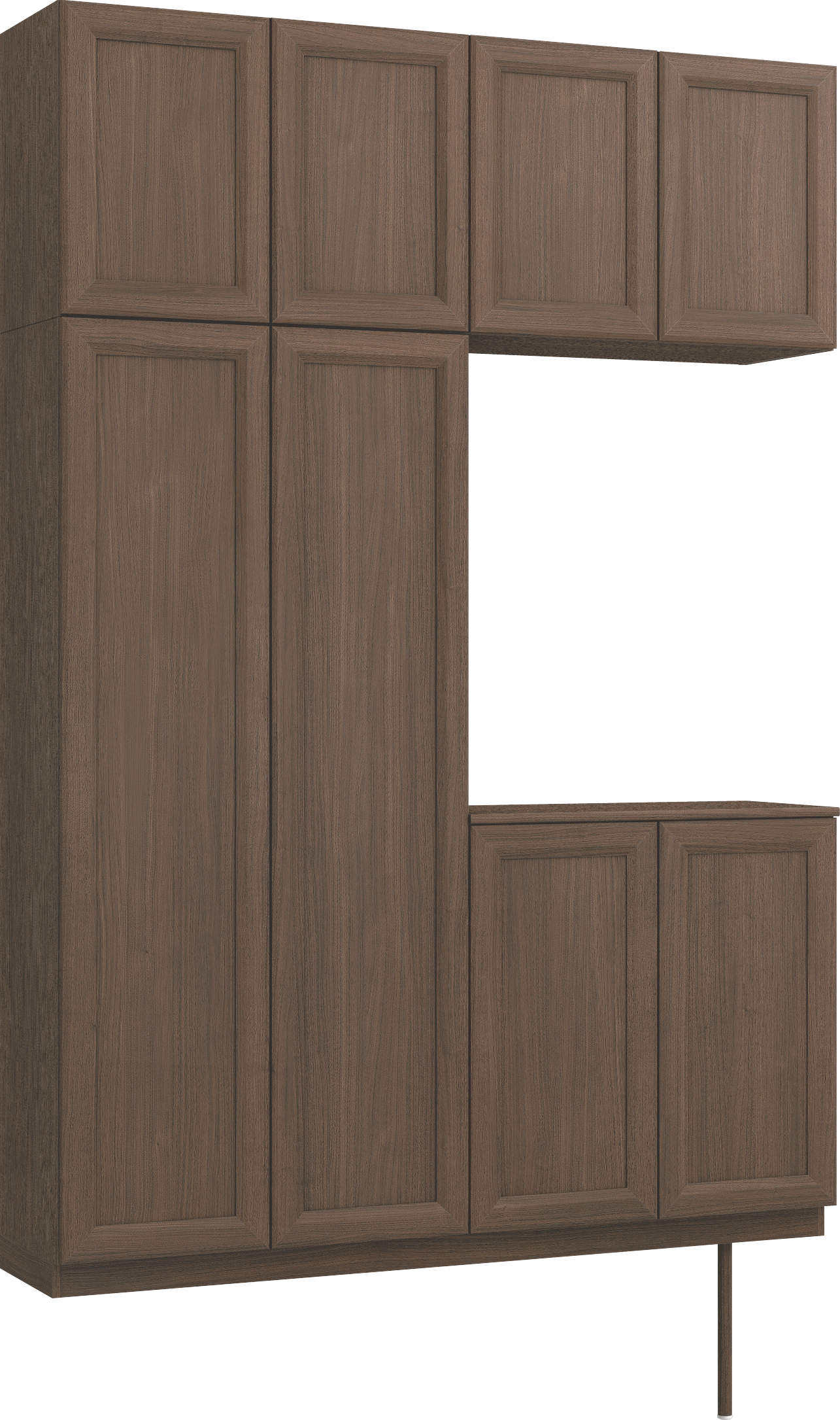 玄関収納　イエリア　開き戸ユニット　カマチ　Ｓ４２　コの字ＰＬＡＮ　シューズ収納　ウッド扉　１６００幅　〈ダルブラウン柄〉　ハンドルレス