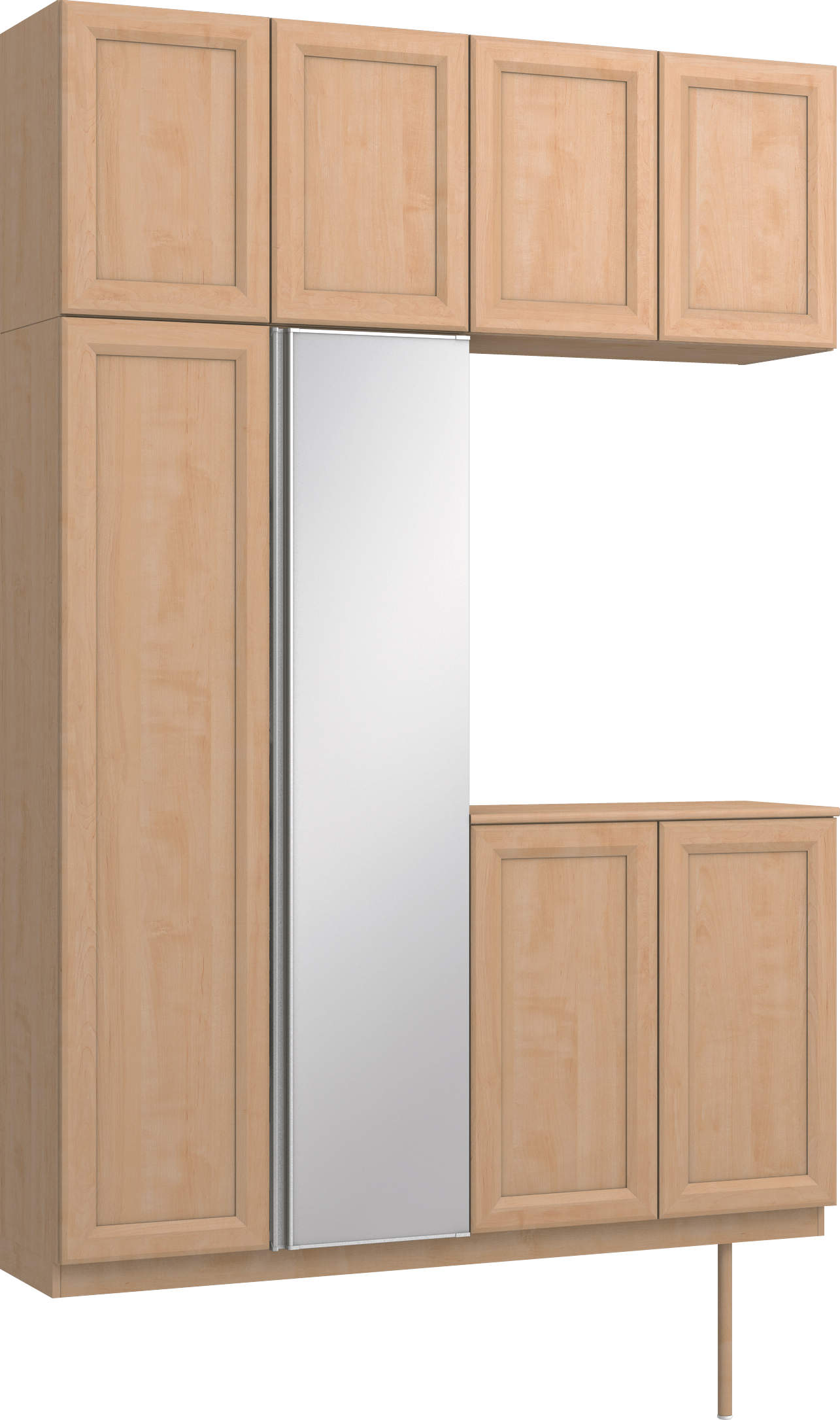 玄関収納　イエリア　開き戸ユニット　カマチ　Ｓ４３　コの字ＰＬＡＮ　ロング収納Ａ　ミラー扉　１６００幅　〈ミルベージュ柄〉　ハンドルレス