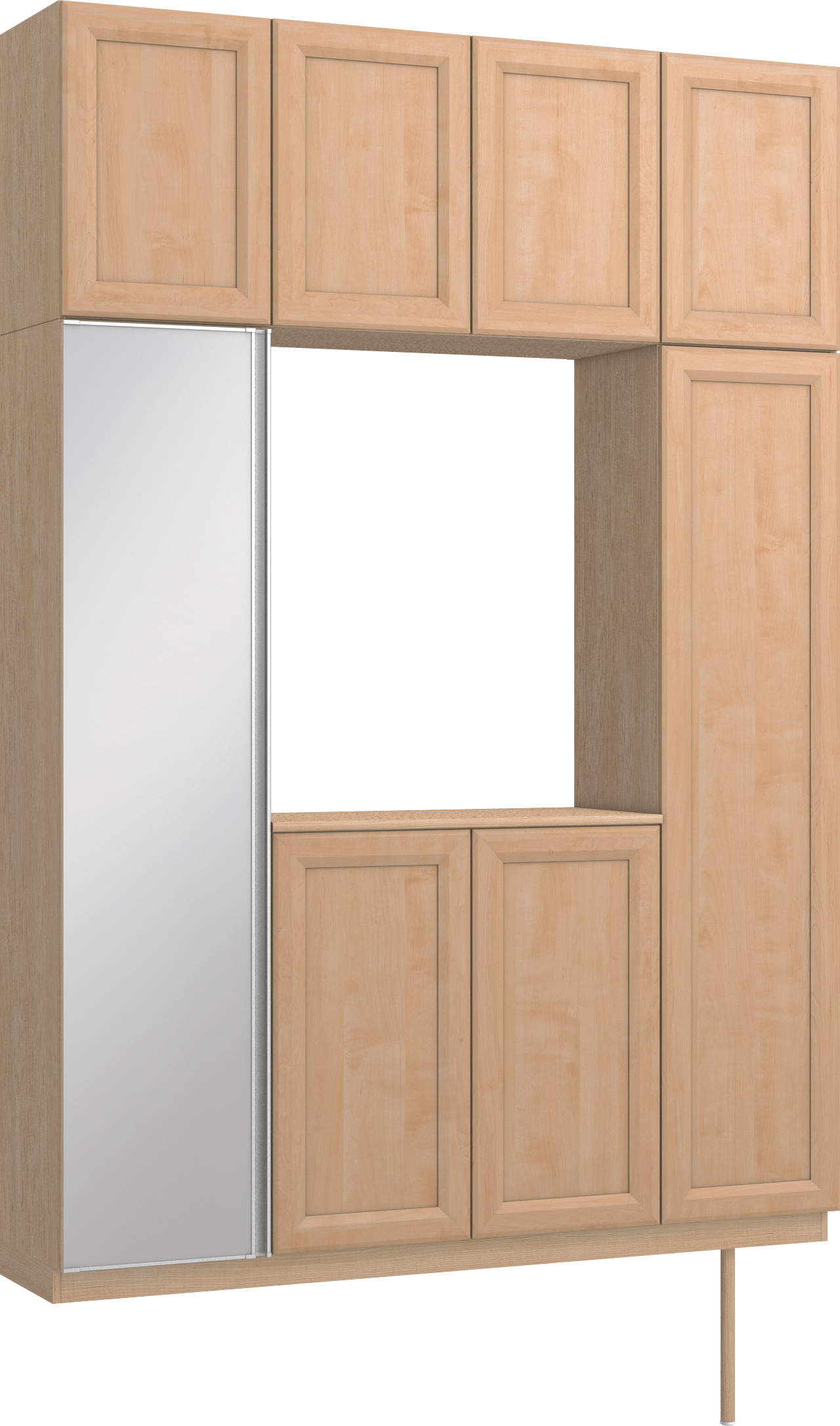 玄関収納　イエリア　開き戸ユニット　カマチ　Ｓ４４　ロの字ＰＬＡＮ　シューズ収納　ミラー扉　１６００幅　〈ミルベージュ柄〉　ハンドルレス