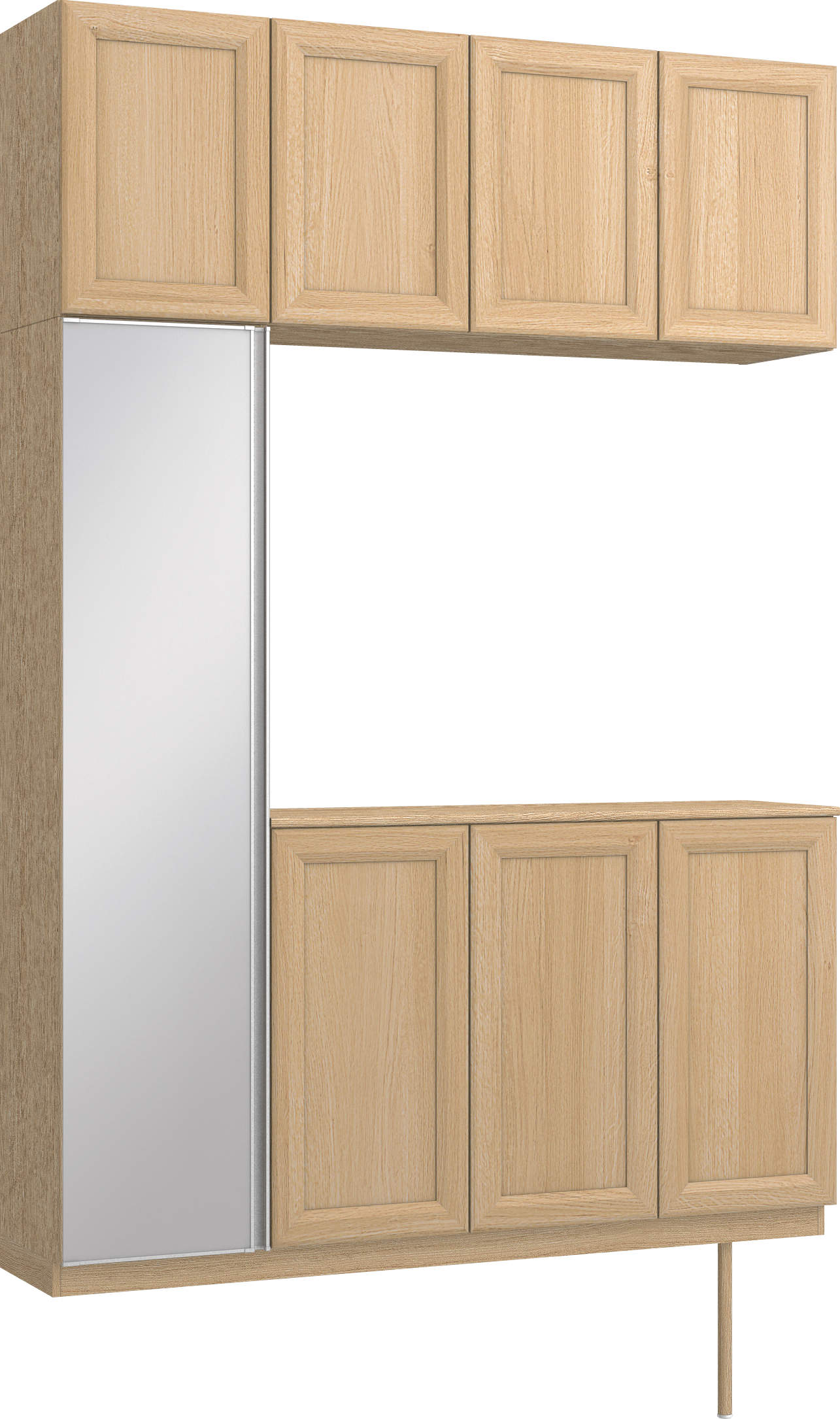 玄関収納　イエリア　開き戸ユニット　カマチ　Ｓ４５　コの字ＰＬＡＮ　シューズ収納　ミラー扉　１６００幅　〈ライトオーカー柄〉　ハンドルレス