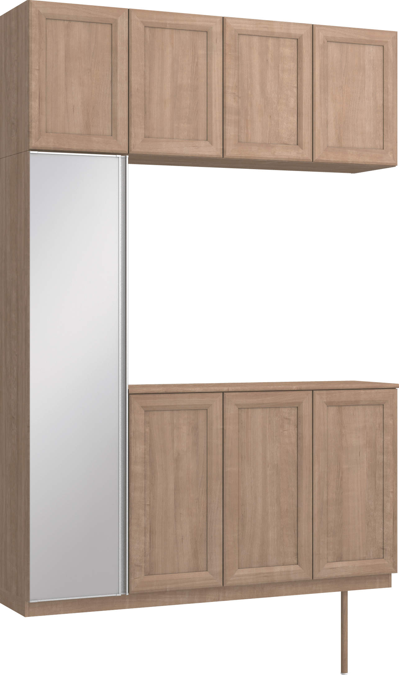 玄関収納　イエリア　開き戸ユニット　カマチ　Ｓ４５　コの字ＰＬＡＮ　シューズ収納　ミラー扉　１６００幅　〈トープグレー柄〉　ハンドルレス