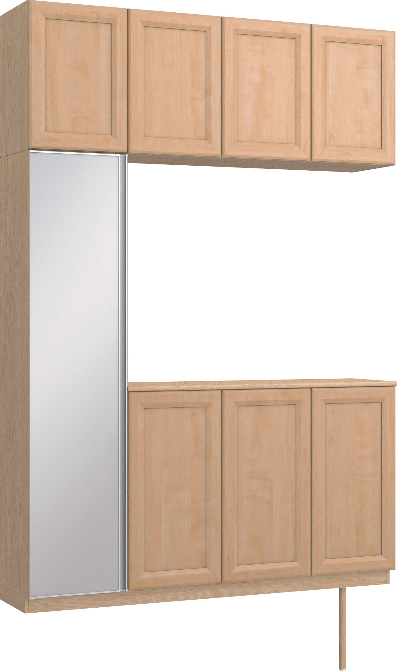 玄関収納　イエリア　開き戸ユニット　カマチ　Ｓ４５　コの字ＰＬＡＮ　シューズ収納　ミラー扉　１６００幅　〈ミルベージュ柄〉　ハンドルレス