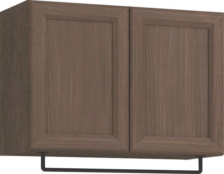 玄関収納　イエリア　開き戸ユニット　カマチ　Ｓ５０　一の字ＰＬＡＮ　天袋Ｈ５７０＋パイプハンガー　ウッド扉　８００幅　〈ダルブラウン柄〉　ハンドルレス