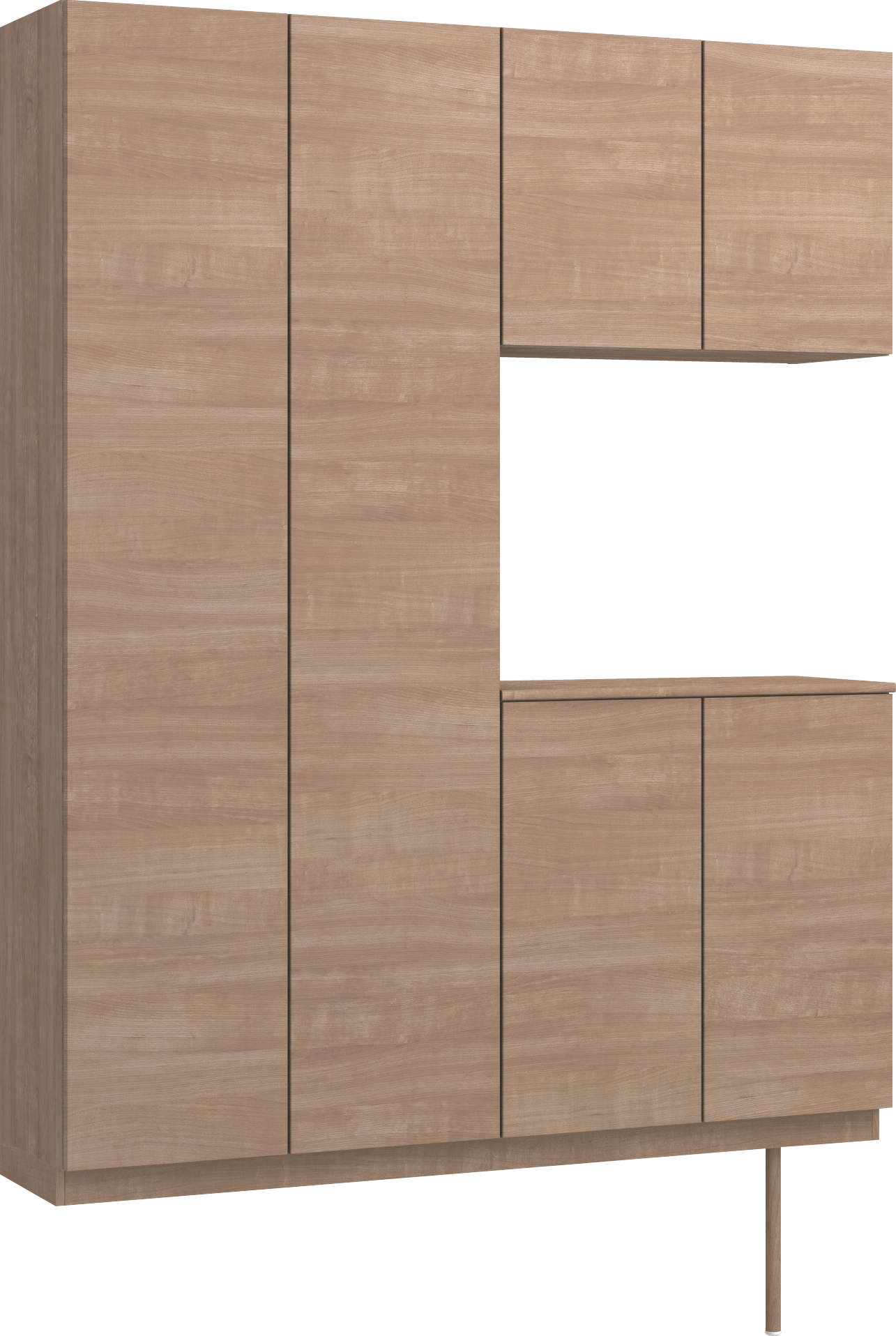 玄関収納　イエリア　開き戸ユニット　フラット横木目　Ｓ０８　コの字ＰＬＡＮ　ロング収納Ａ　ウッド扉　１６００幅　〈トープグレー柄〉　ハンドルレス