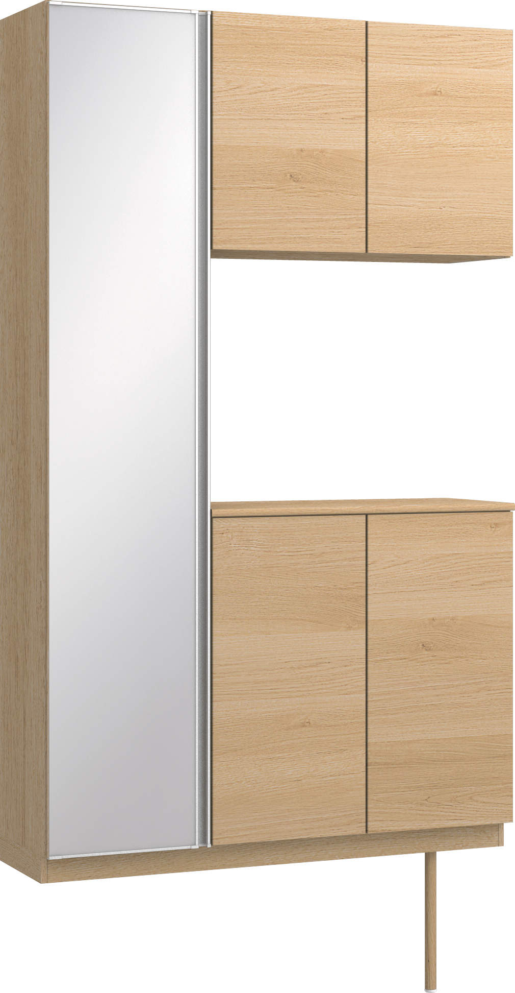 玄関収納　イエリア　開き戸ユニット　フラット横木目　Ｓ９３　コの字ＰＬＡＮ　シューズ収納　ミラー扉　１２００幅　〈ライトオーカー柄〉　ハンドルレス