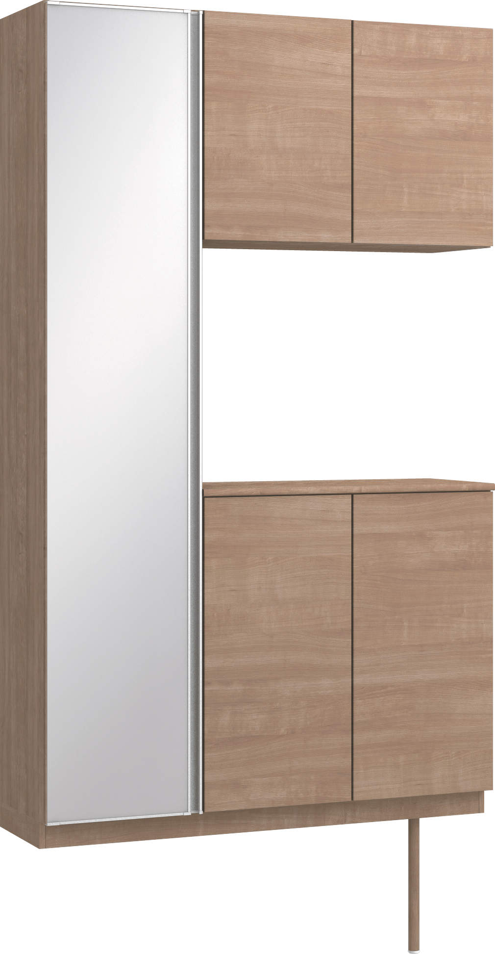 玄関収納　イエリア　開き戸ユニット　フラット横木目　Ｓ９３　コの字ＰＬＡＮ　シューズ収納　ミラー扉　１２００幅　〈トープグレー柄〉　ハンドルレス