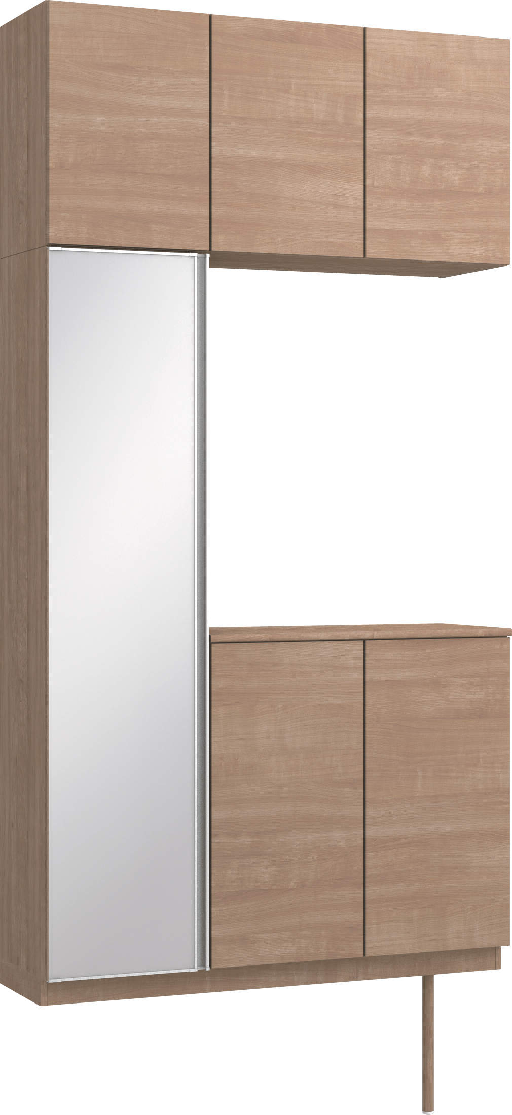 玄関収納　イエリア　開き戸ユニット　フラット横木目　Ｓ７７　コの字ＰＬＡＮ　トランクユニット　ミラー扉　１１４０幅　〈トープグレー柄〉　ハンドルレス