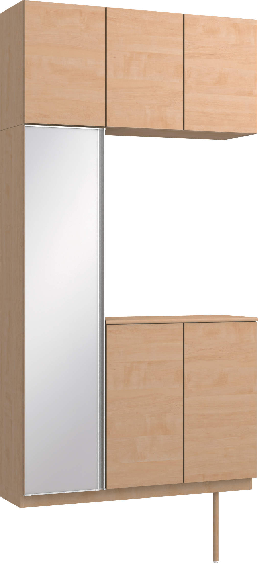 玄関収納　イエリア　開き戸ユニット　フラット横木目　Ｓ３８　コの字ＰＬＡＮ　シューズ収納　ミラー扉　１２００幅　〈ミルベージュ柄〉　ハンドルレス