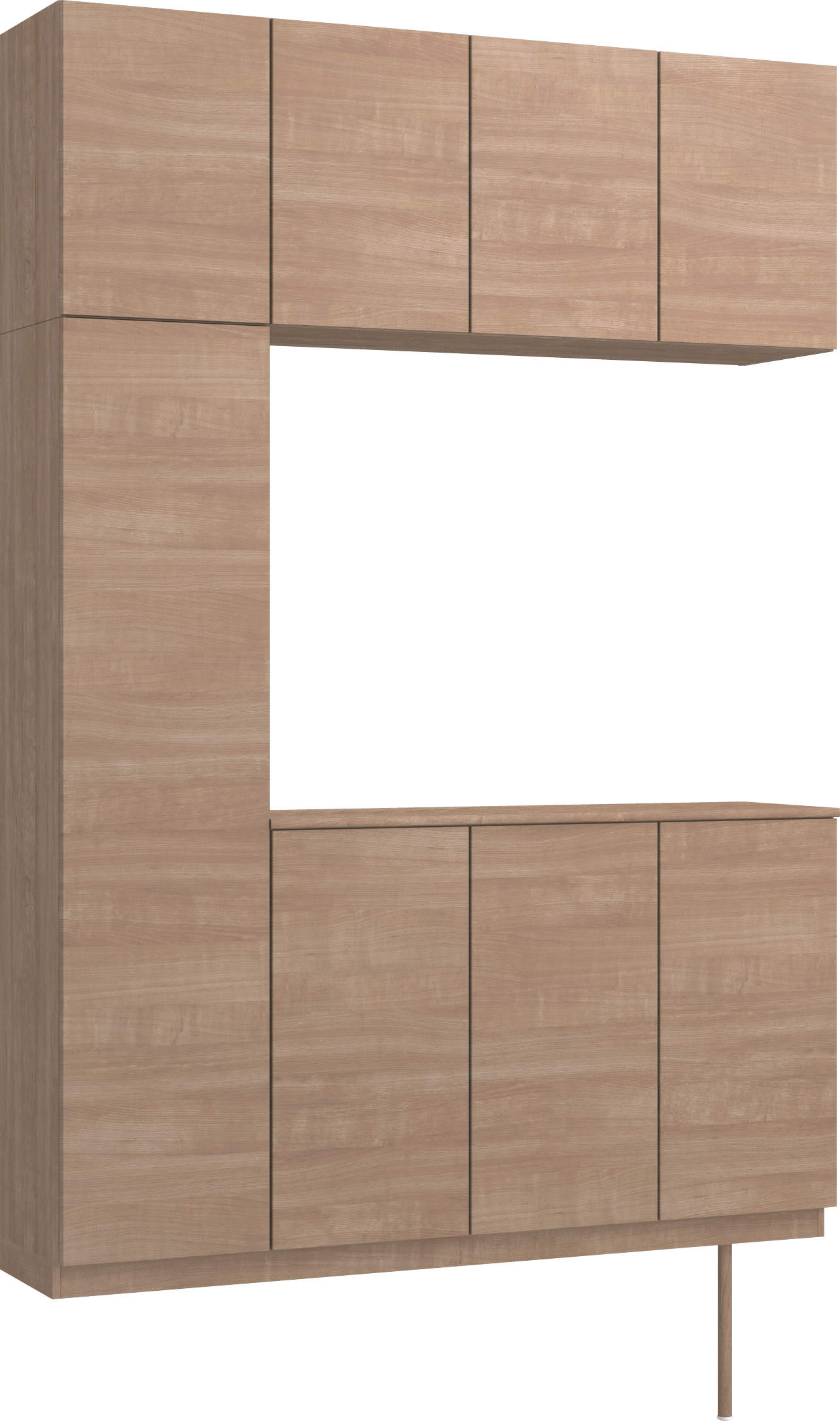 玄関収納　イエリア　開き戸ユニット　フラット横木目　Ｓ８２　コの字ＰＬＡＮ　トランクユニット　ウッド扉　１６００幅　〈トープグレー柄〉　ハンドルレス