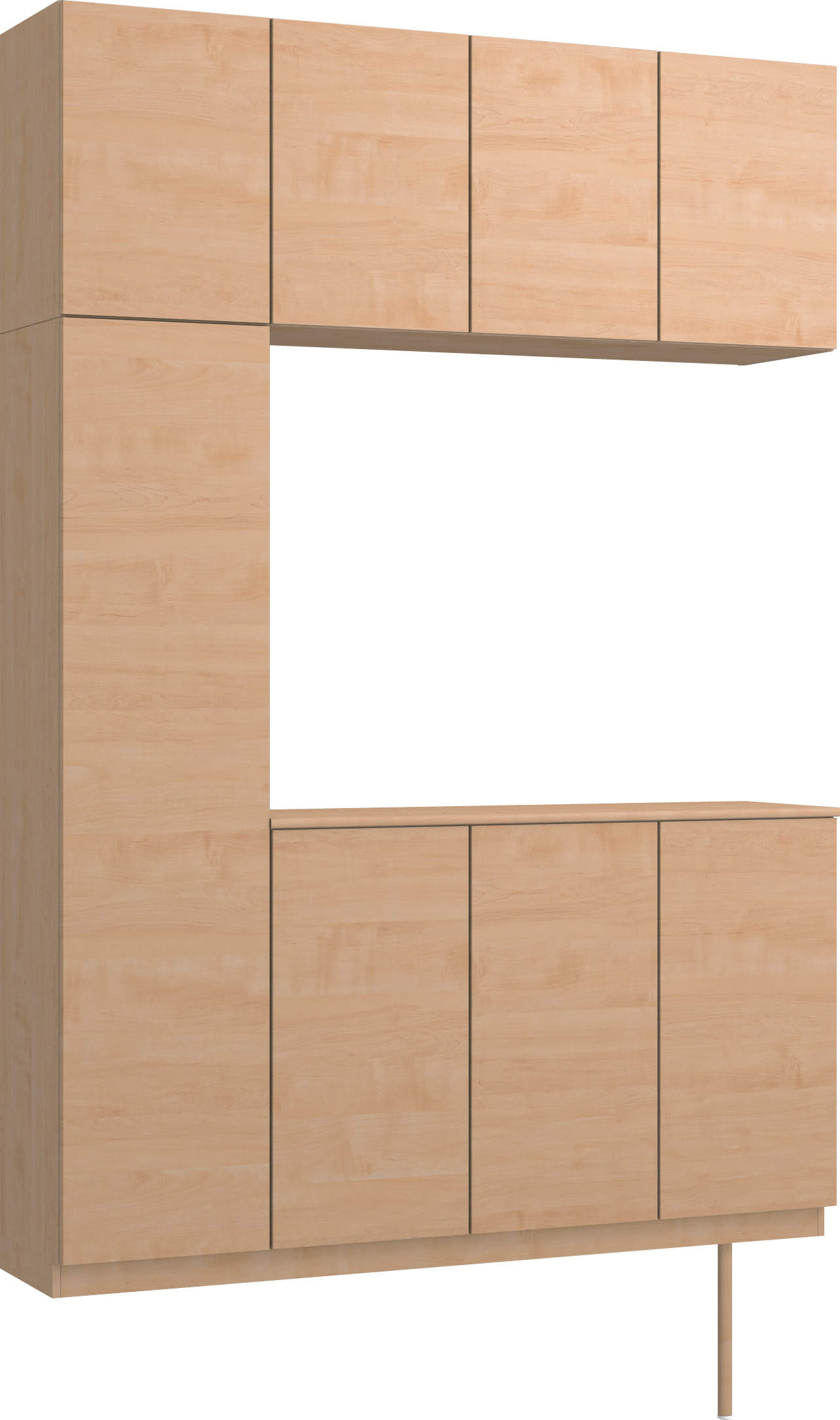 玄関収納　イエリア　開き戸ユニット　フラット横木目　Ｓ８２　コの字ＰＬＡＮ　トランクユニット　ウッド扉　１６００幅　〈ミルベージュ柄〉　ハンドルレス