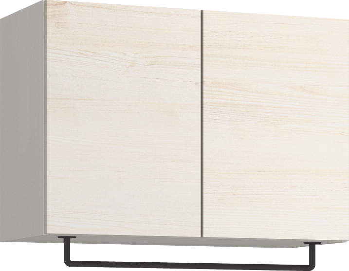 玄関収納　イエリア　開き戸ユニット　フラット横木目　Ｓ５０　一の字ＰＬＡＮ　天袋Ｈ５７０＋パイプハンガー　ウッド扉　８００幅　〈ネオホワイト柄〉　ハンドルレス