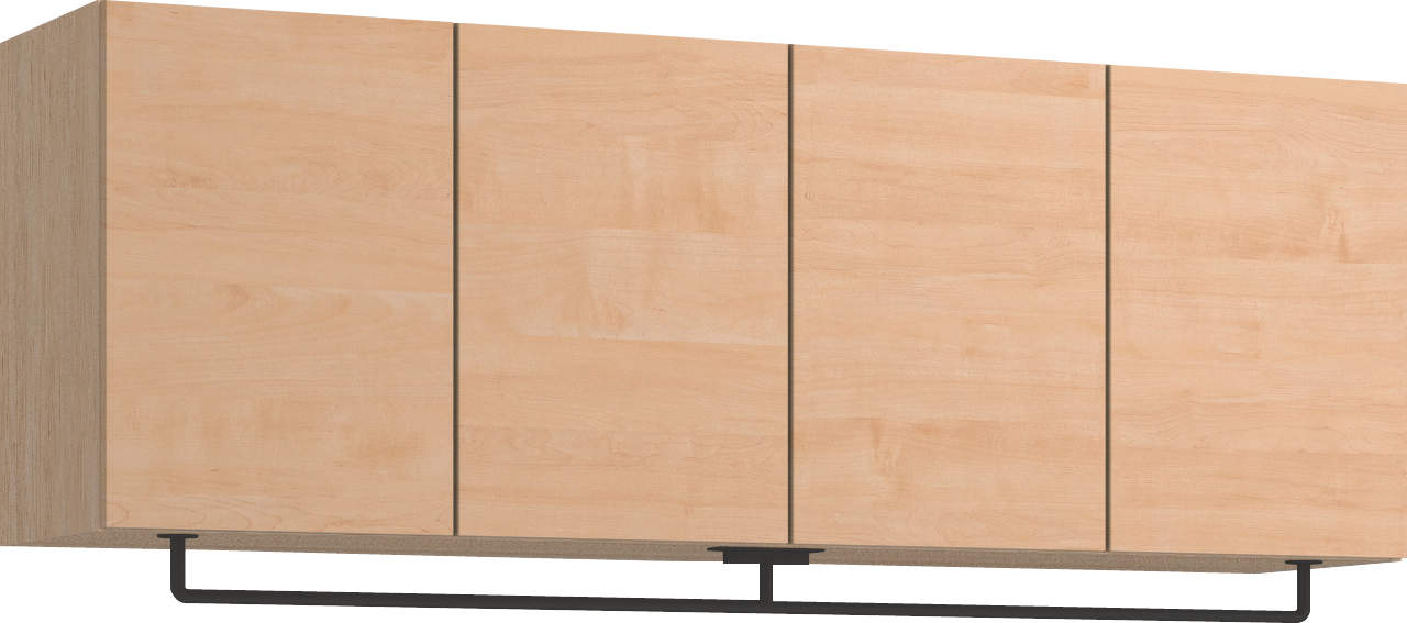 玄関収納　イエリア　開き戸ユニット　フラット横木目　Ｓ５２　一の字ＰＬＡＮ　天袋Ｈ５７０＋パイプハンガー　ウッド扉　１６００幅　〈ミルベージュ柄〉　ハンドルレス