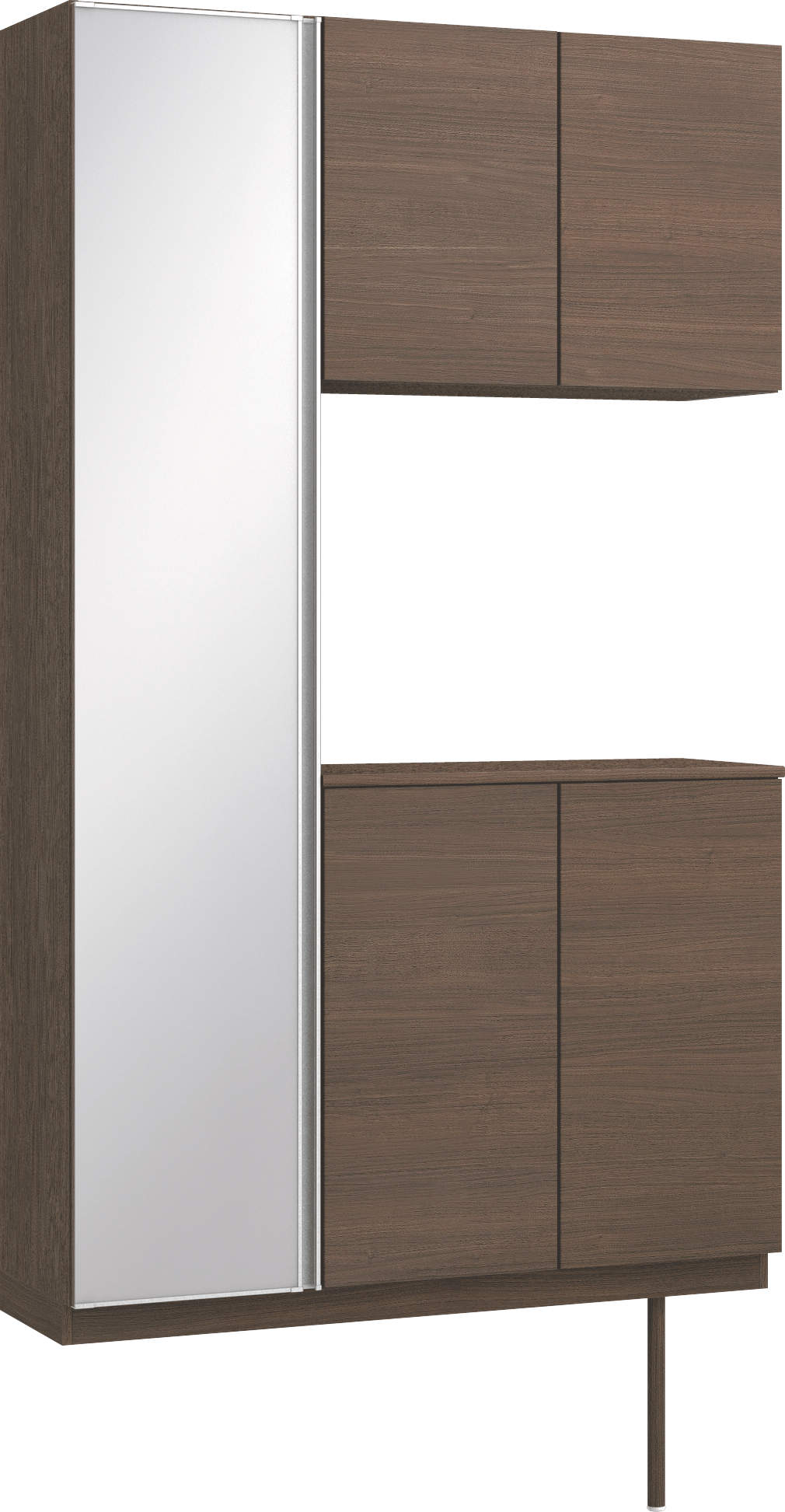 玄関収納　イエリア　開き戸ユニット　フラット横木目　Ｓ９３　コの字ＰＬＡＮ　シューズ収納　ミラー扉　１２００幅　〈ダルブラウン柄〉　ハンドルレス