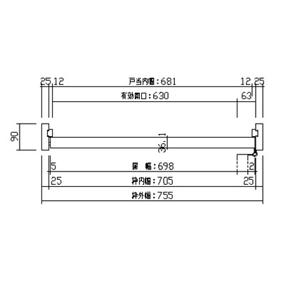 室内ドア - hapia リビングドア 開き戸 - 片開きドア - 断面図 - 固定