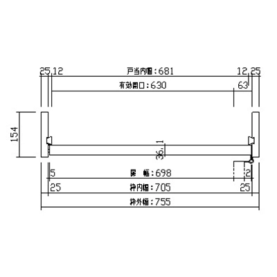 室内ドア - hapia リビングドア 開き戸 - トイレドア - 断面図 - 固定
