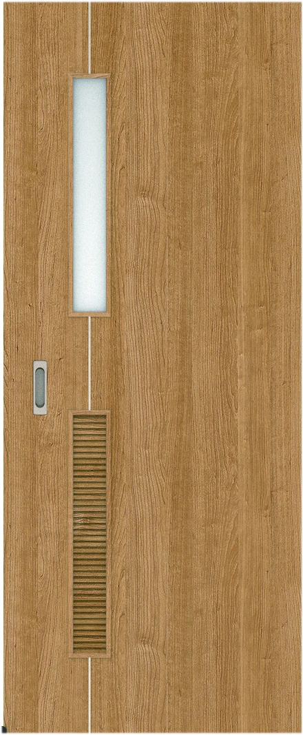 リビングドア　ハピア　アウトセット吊戸　扉　Ｄ６デザイン　８３５幅　１８００高　〈ティーブラウン〉　左右兼用　空錠　ラクラクローズ付用