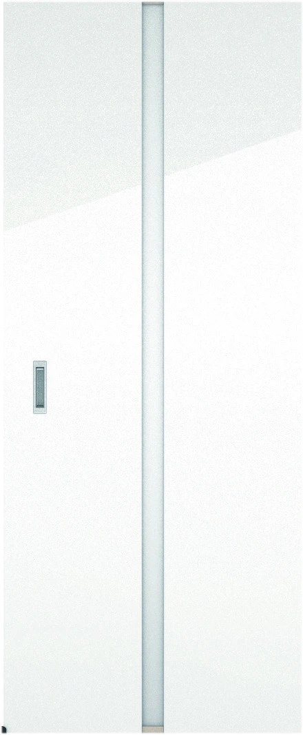 リビングドア　ハピアグロス調　アウトセット吊戸　扉　２Ｐデザイン　８３５幅　２０００高　〈ルミホワイト〉　左右兼用　空錠　ラクラクローズ付用