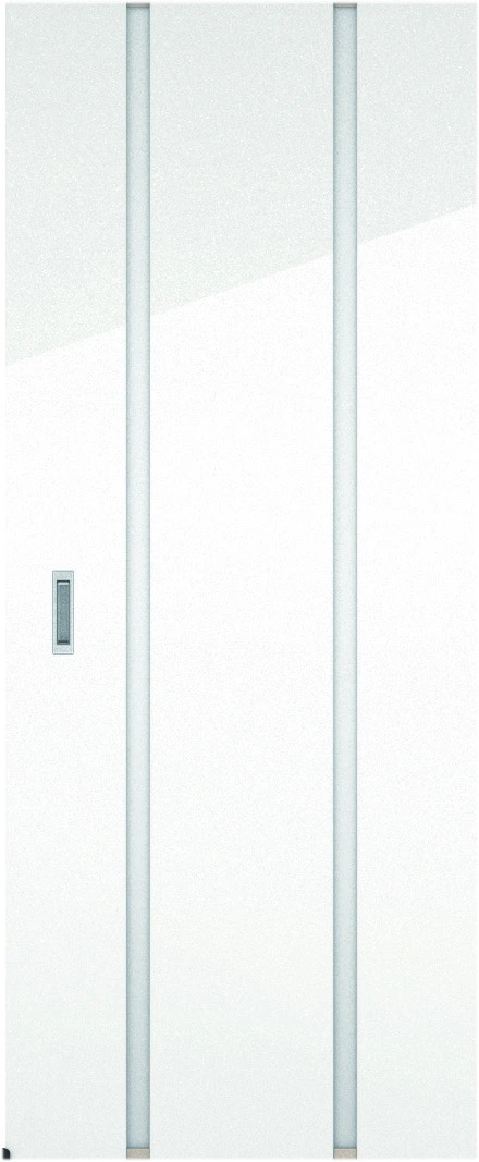 リビングドア　ハピアグロス調　アウトセット吊戸　扉　３Ｐデザイン　８３５幅　２０００高　〈ルミホワイト〉　左右兼用　空錠　ラクラクローズ付用